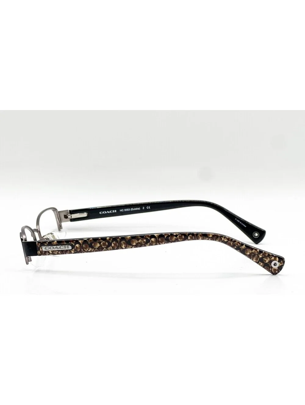Coach HC 5053 9181 Satin Gunmetal Beige Ocelot Eyeglass Frames 50-18-140